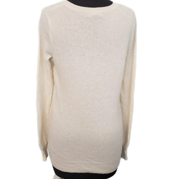 C by BLOOMINGDALE'S Ivory Cashmere V-Neck Sweater Sz S crafting see defects - Picture 2 of 7